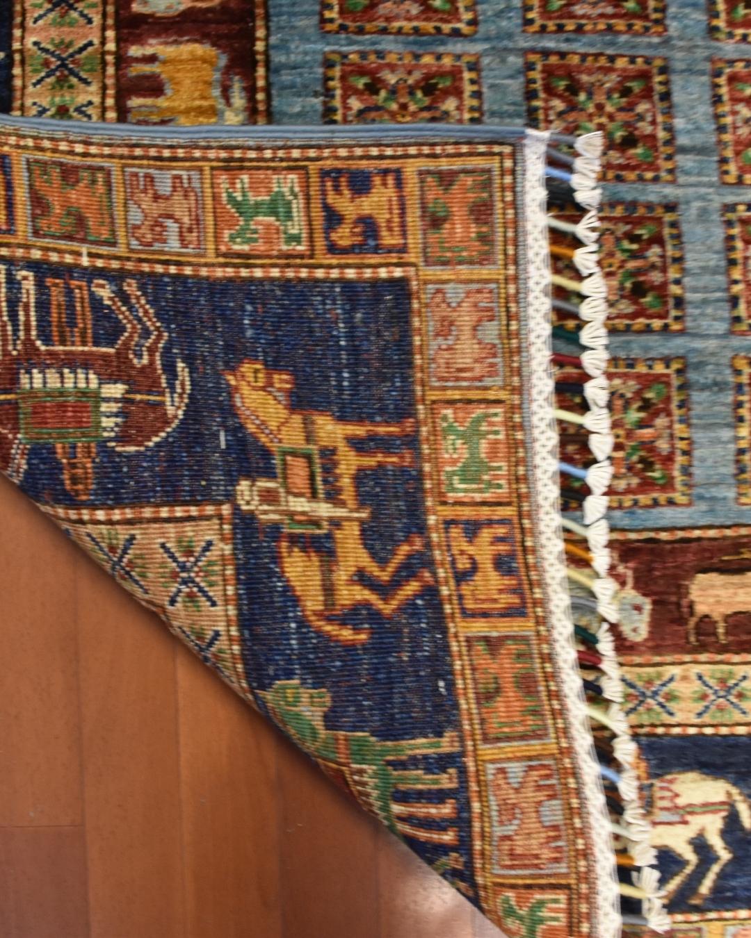 Pazyryk Hand-Knotted Wool Rug 4' x 6' 2"