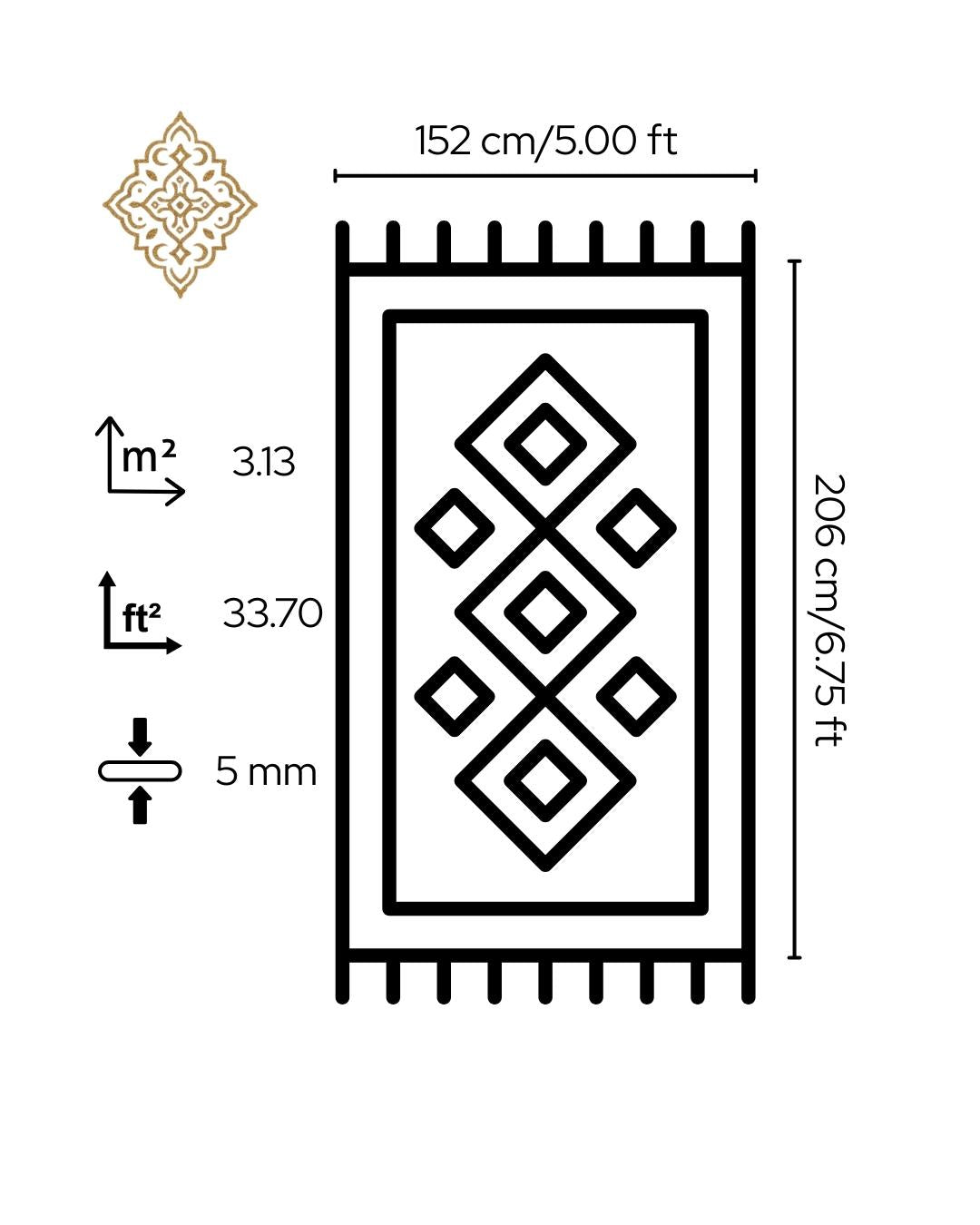 Sultani Hand-Knotted Wool Rug - 152x206 cm 3.13 m² | 5x7 ft