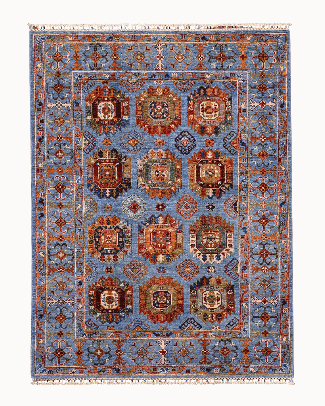 Tapis en laine style afghan 55 x 146 cm