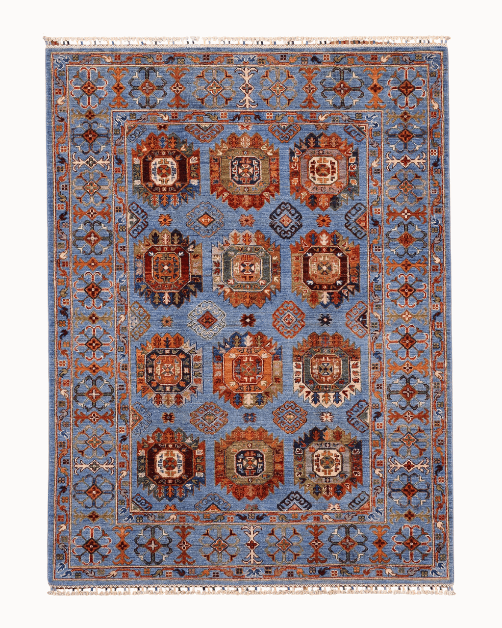 Tapis en laine style afghan 55 x 146 cm