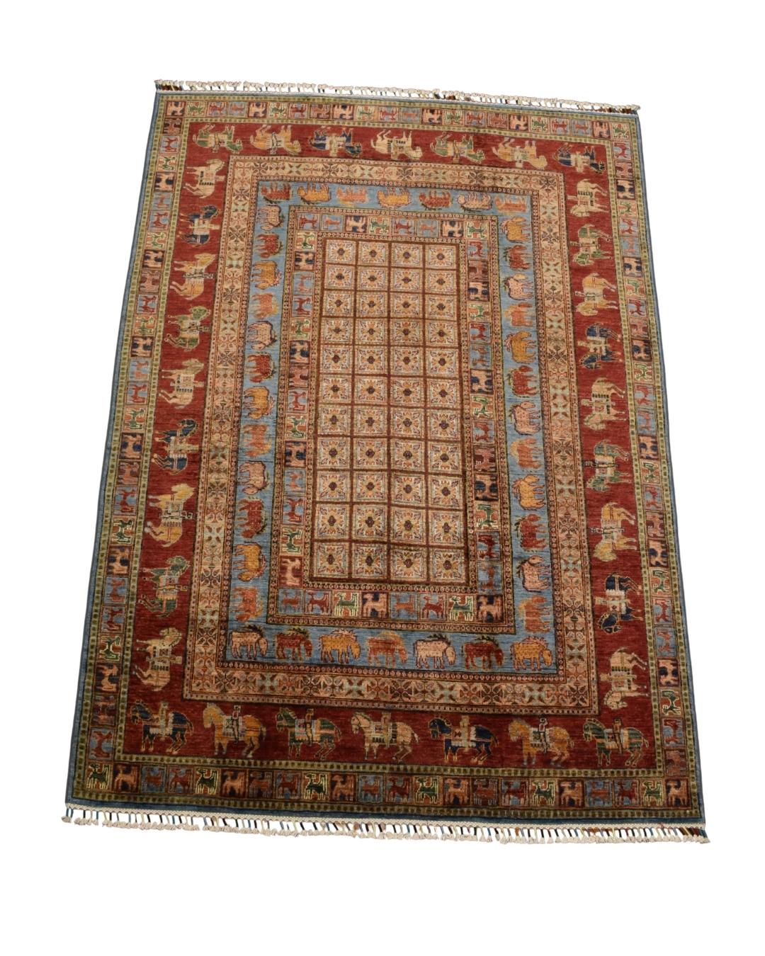 Pazyryk Hand-Knotted Wool Rug 5' 6" x 7' 9"