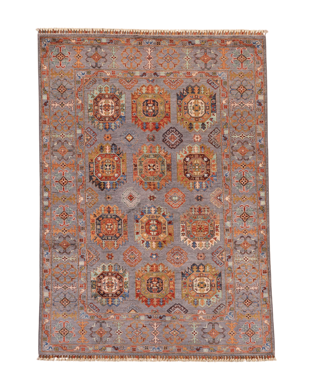 Tapis en laine style afghan 55 x 146 cm