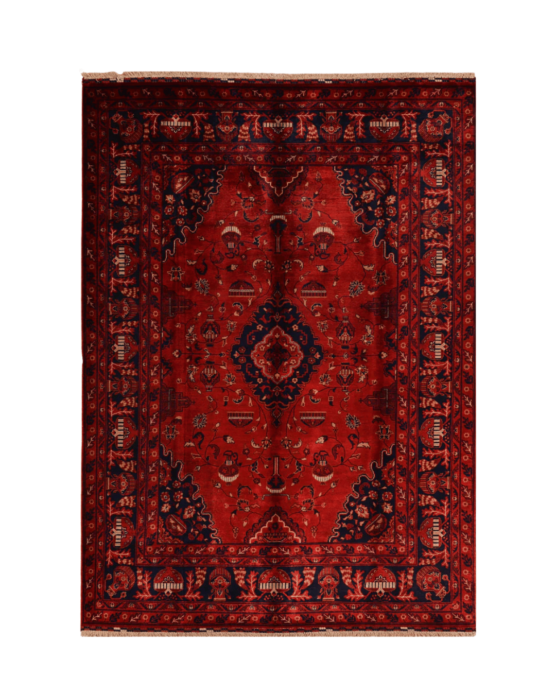 Handwoven Afghan Style Wool Rug 6' 5" x 9' 7"
