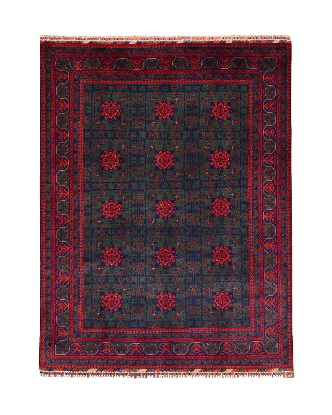 Tapis en laine style afghan 55 x 146 cm
