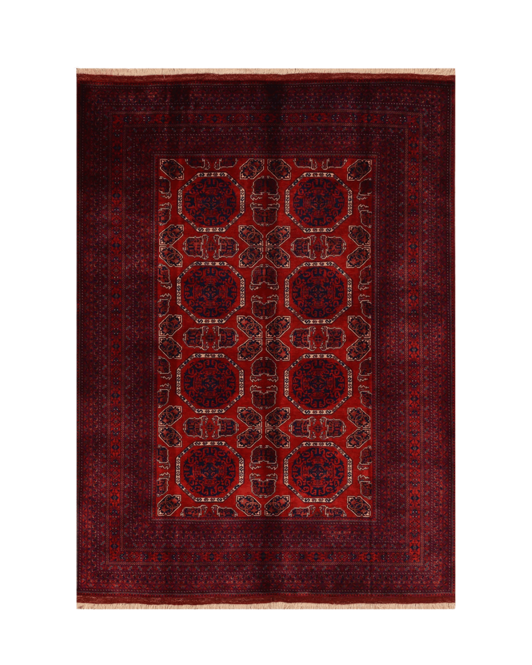 Handwoven Afghan Style Wool Rug 6' 5" x 9' 2"