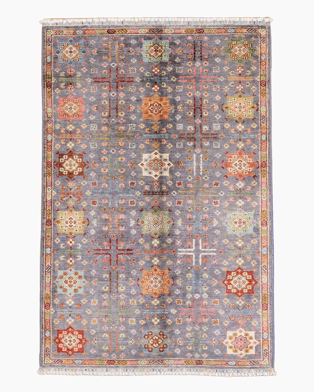 Tapis en laine style afghan 55 x 146 cm