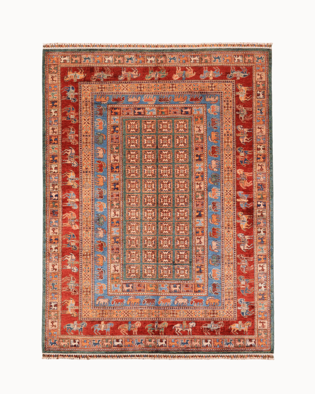 Pazyrk Hand-Knotted Wool Rug 5' 9" x 8'