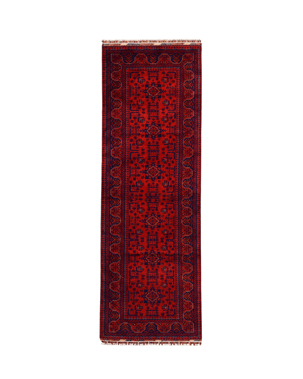 Handwoven Afghan Style Wool Runner 2.62x9.51 ft