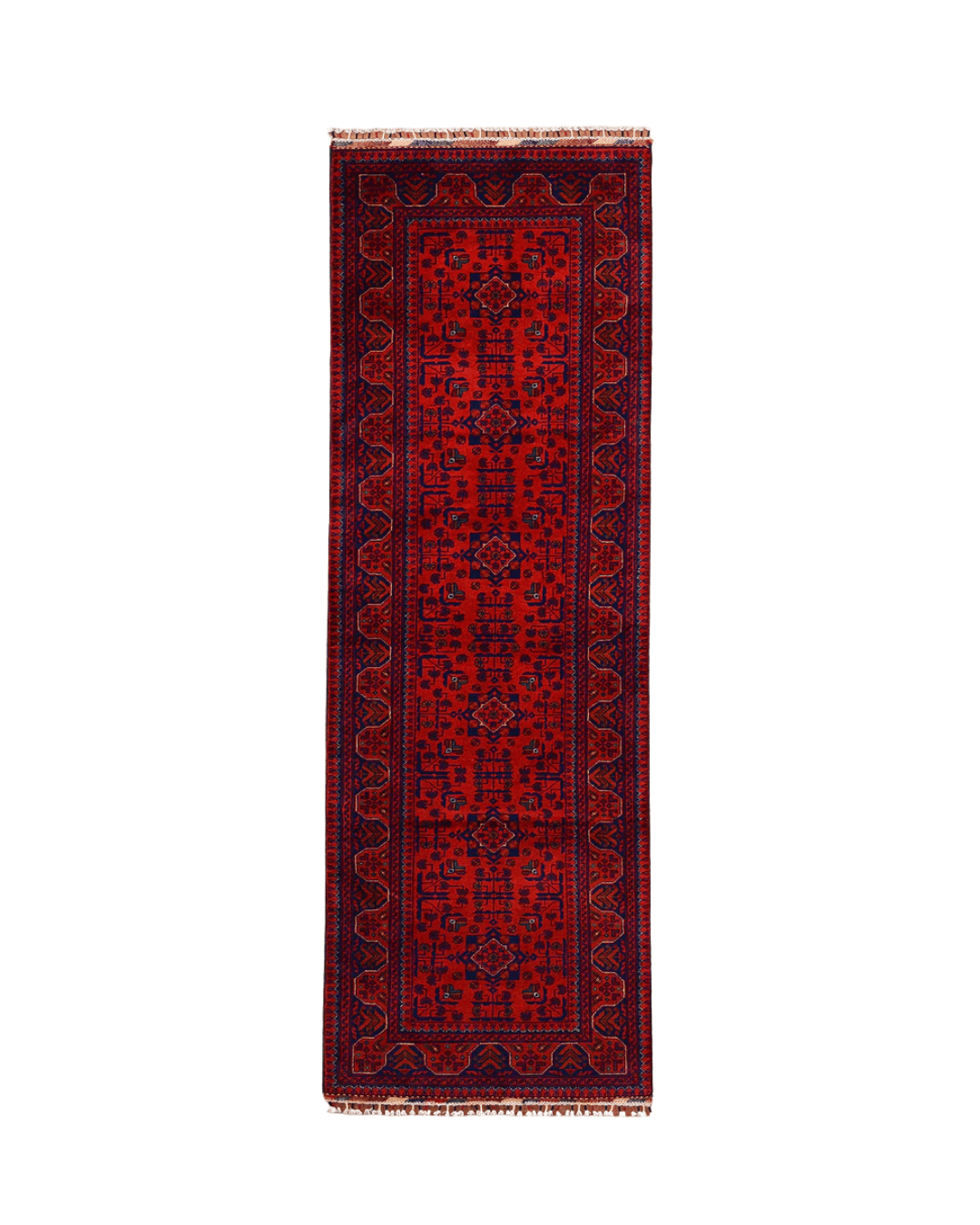 Handwoven Afghan Style Wool Runner 2.62x9.51 ft