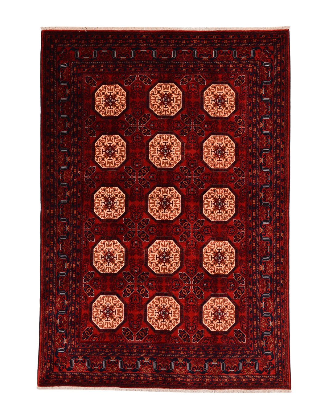 Tapis en laine style afghan 55 x 146 cm