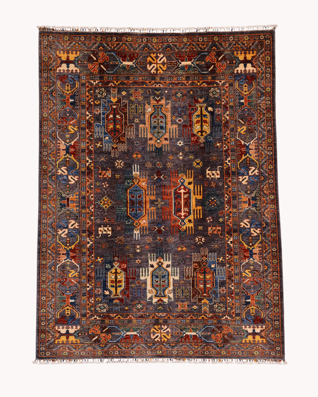 Tapis en laine style afghan 55 x 146 cm
