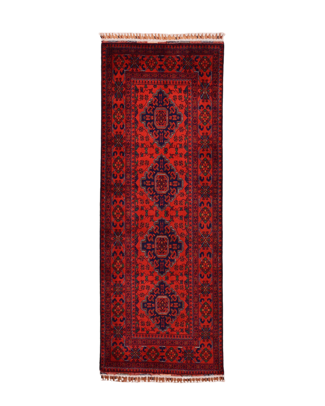 Handwoven Afghan Style Wool Runner 2.78x6.36 ft