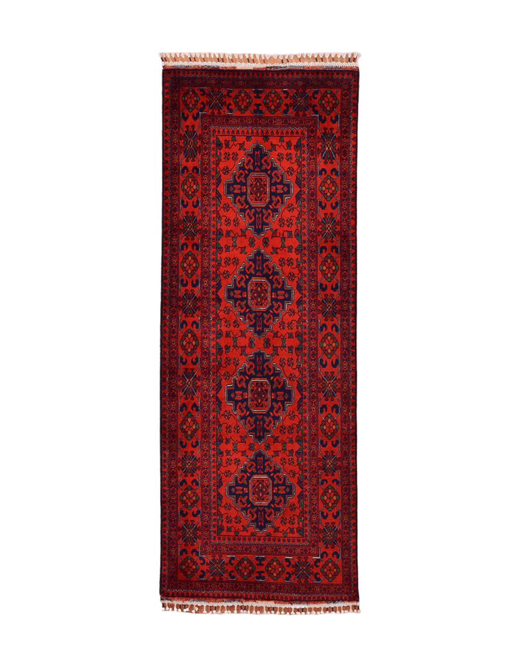 Handwoven Afghan Style Wool Runner 2.78x6.36 ft