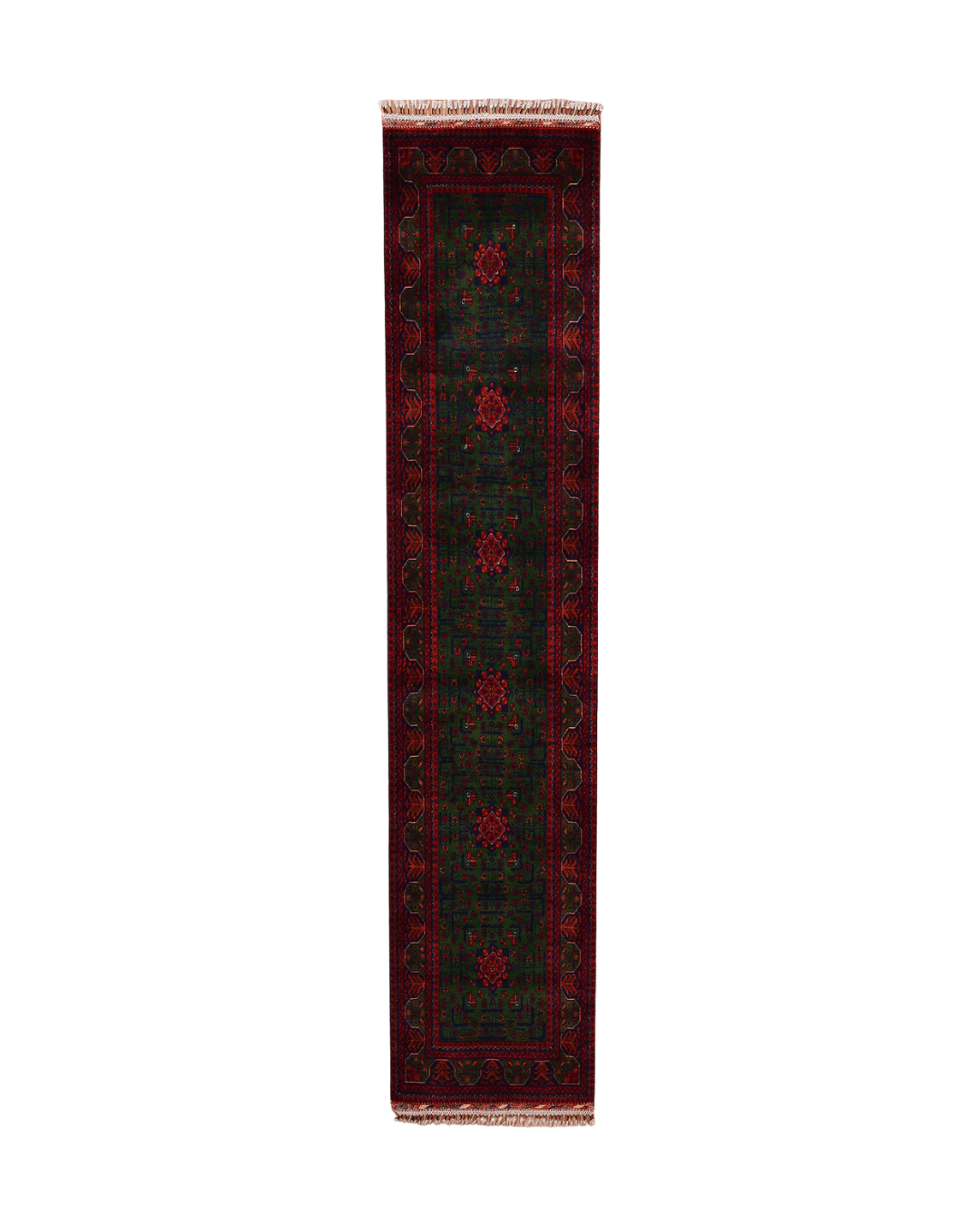 Handwoven Afghan Style Wool Runner 2.69x9.71 ft
