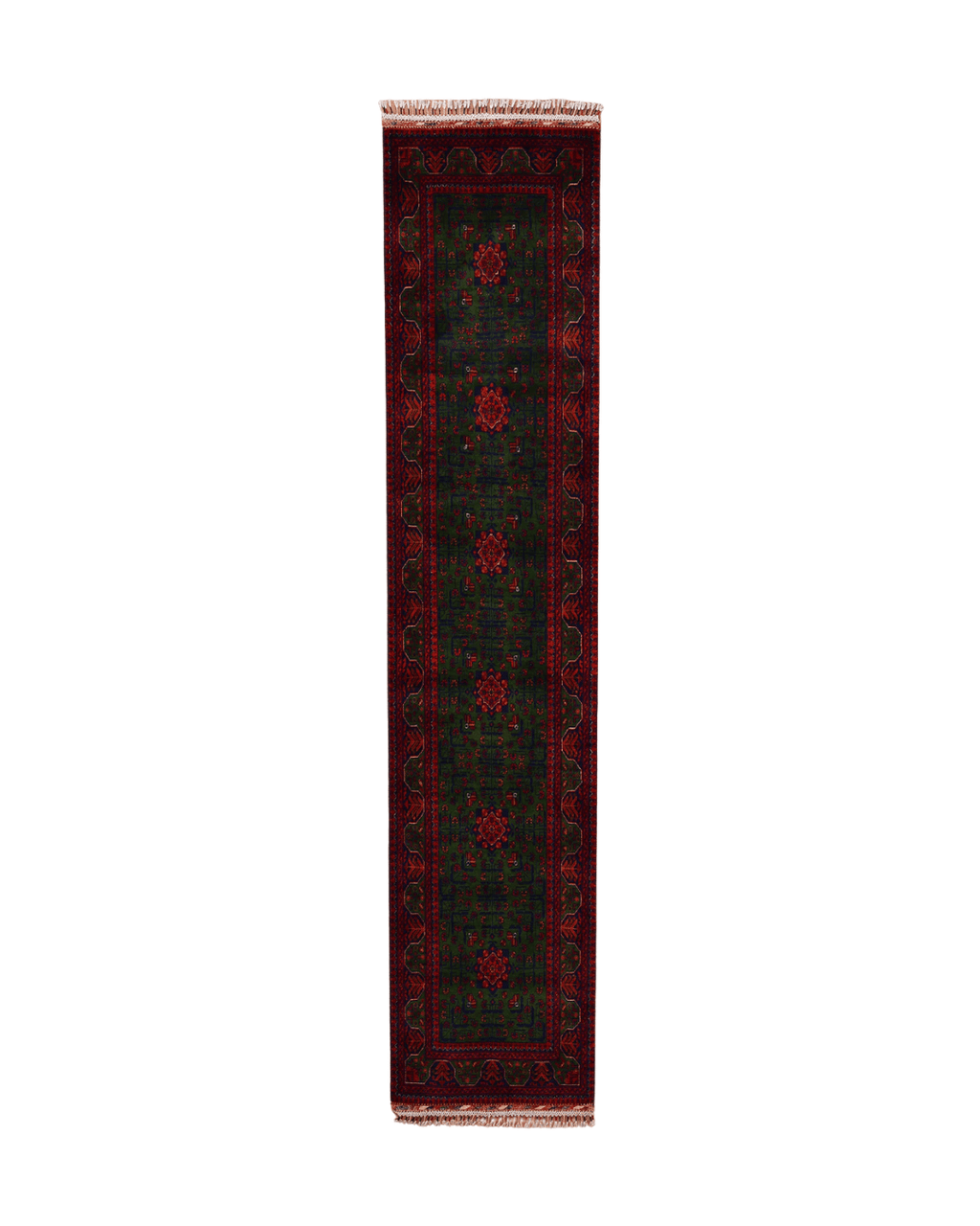 Handwoven Afghan Style Wool Runner 2.69x9.71 ft
