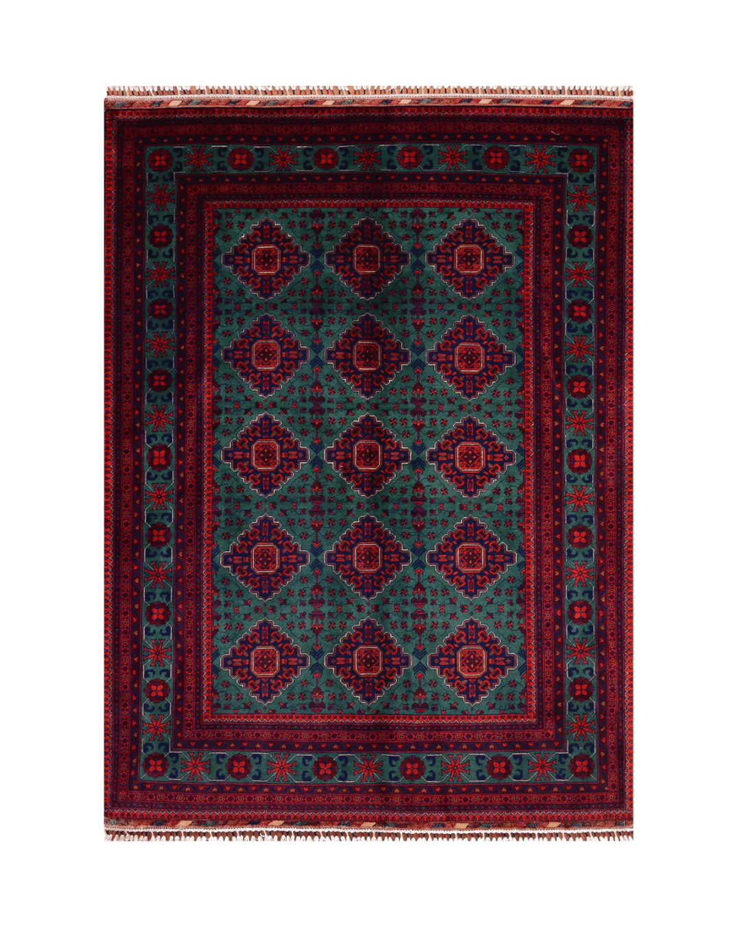 Tapis en laine style afghan 55 x 146 cm