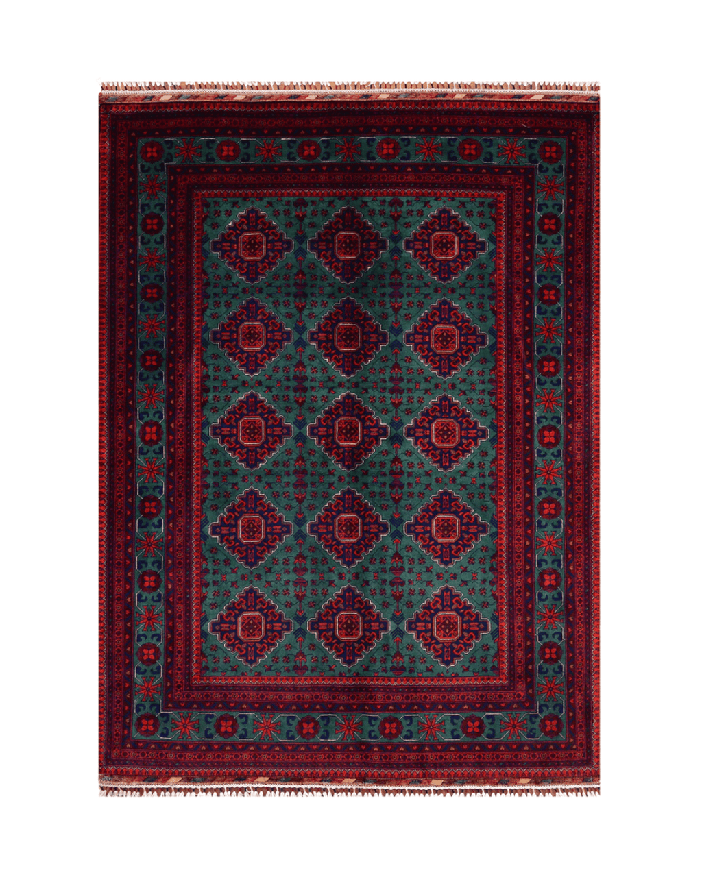 Tapis en laine style afghan 55 x 146 cm