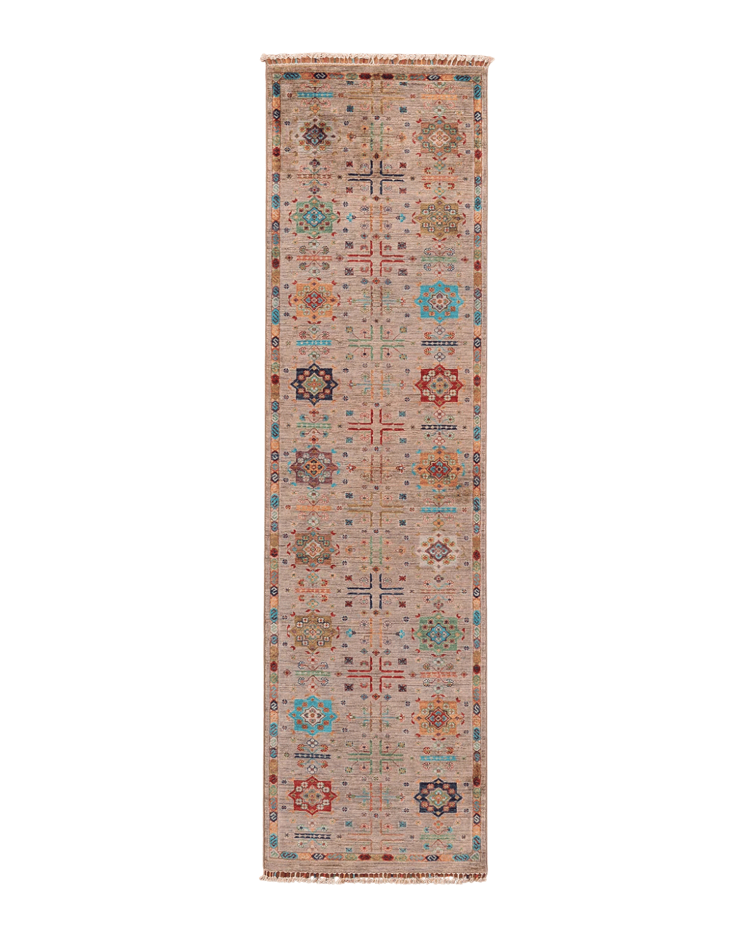 Tapis en laine style afghan 55 x 146 cm