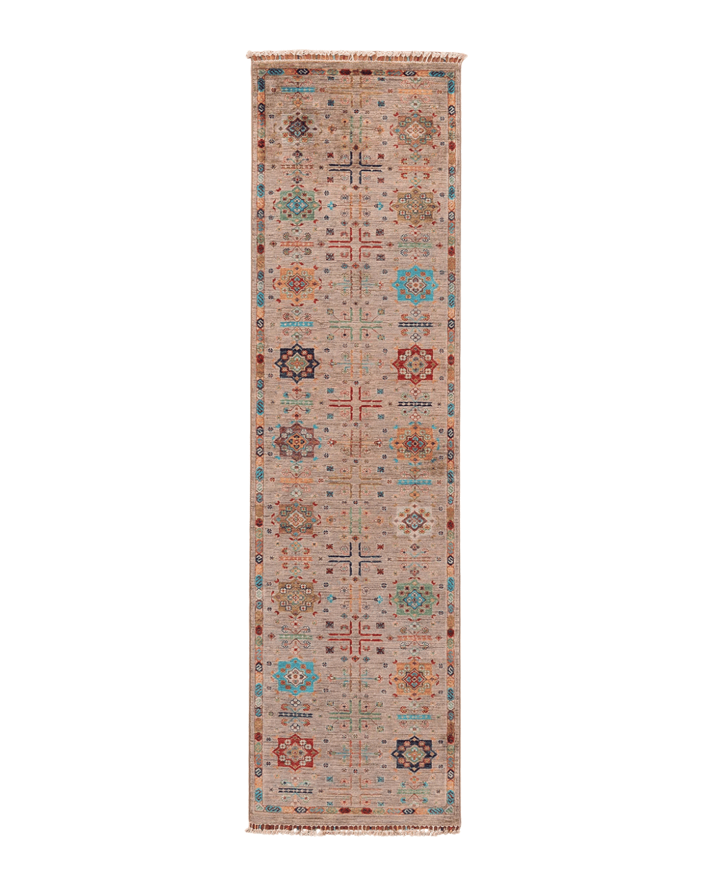 Tapis en laine style afghan 55 x 146 cm