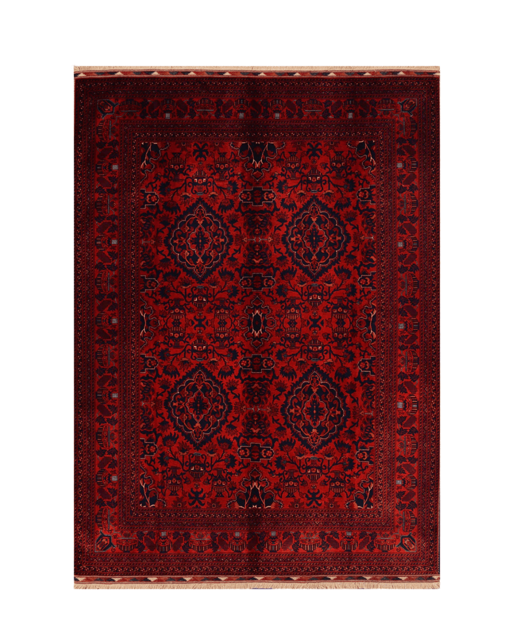 Handwoven Afghan Style Wool Rug 6' 5" x 9' 7"