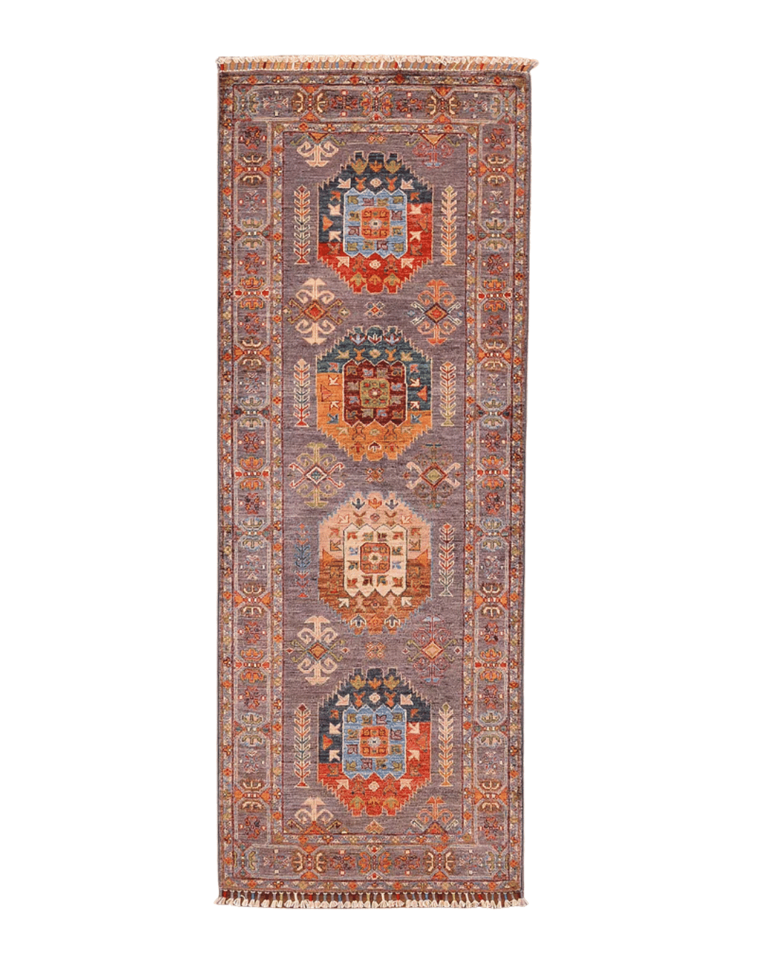 Tapis en laine style afghan 55 x 146 cm
