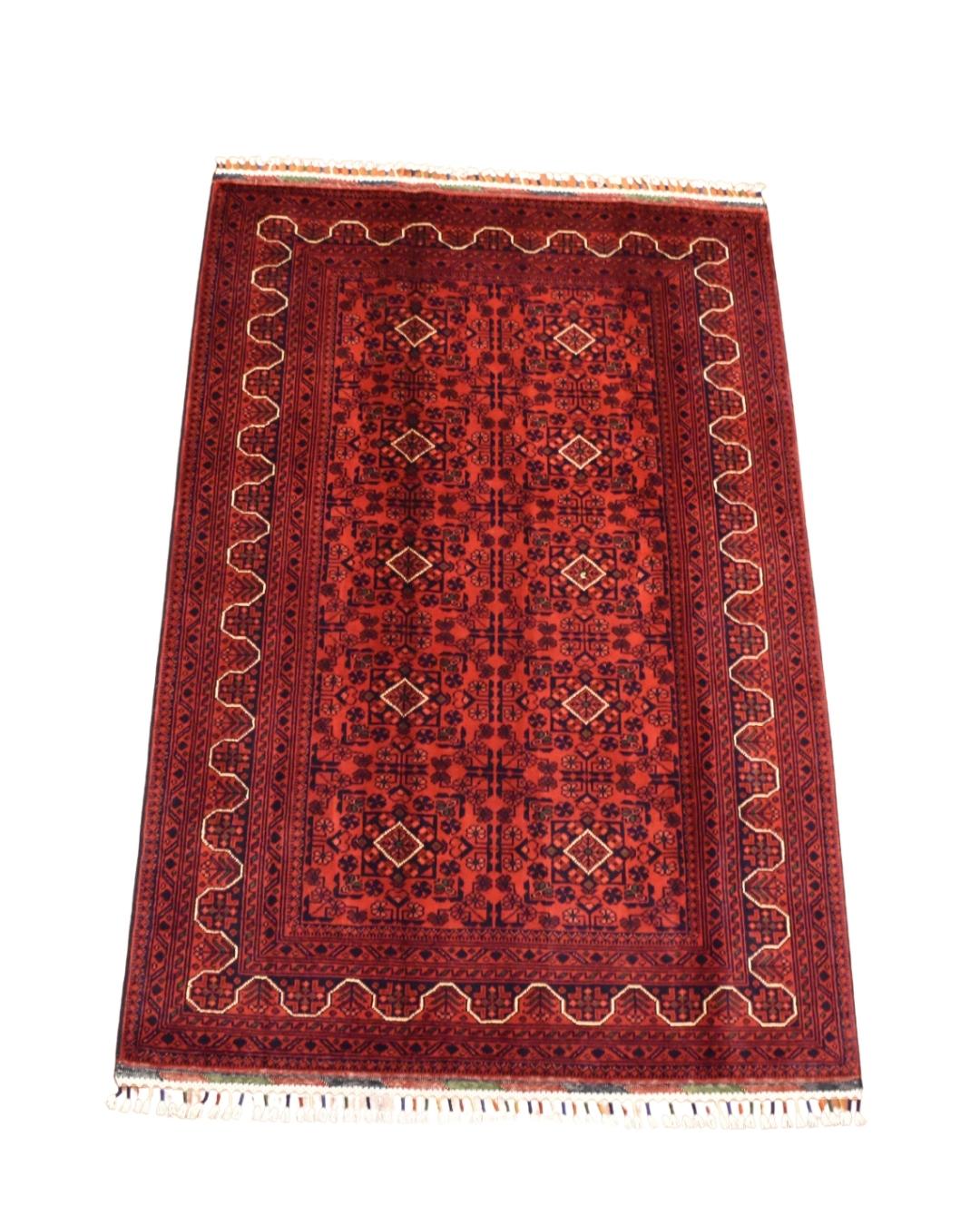 Afghan Hamyap Style Hand-Knotted Wool Rug 4' x 6'