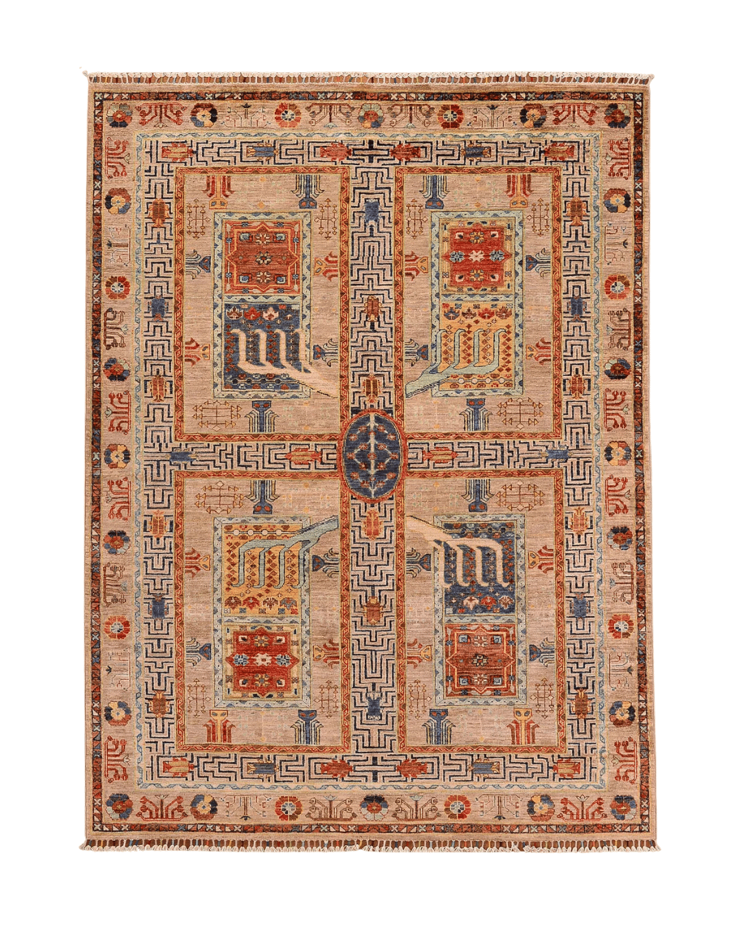 Tapis en laine style afghan 55 x 146 cm