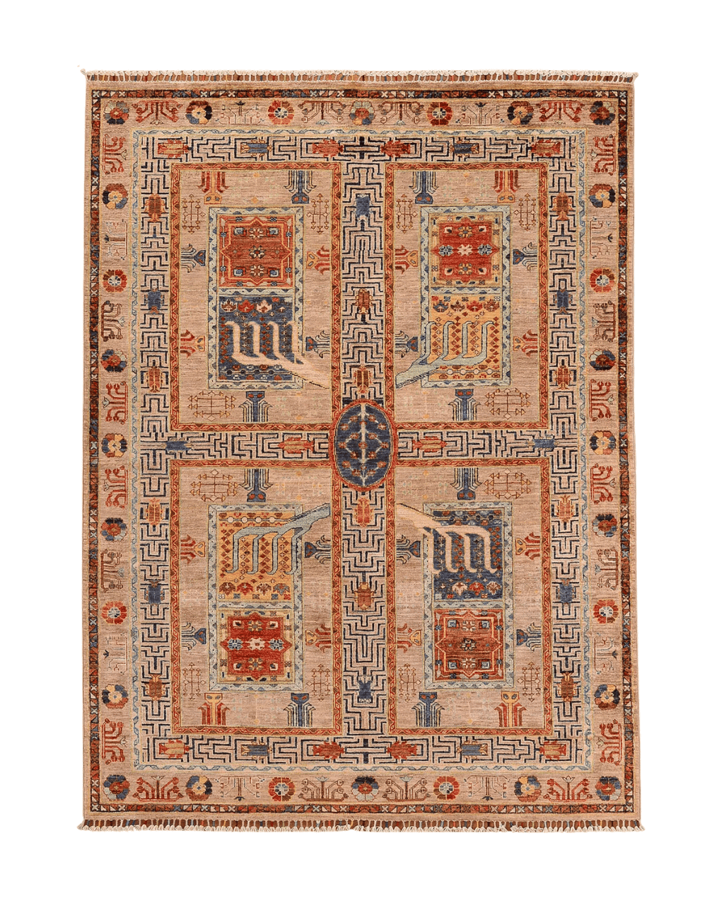 Tapis en laine style afghan 55 x 146 cm