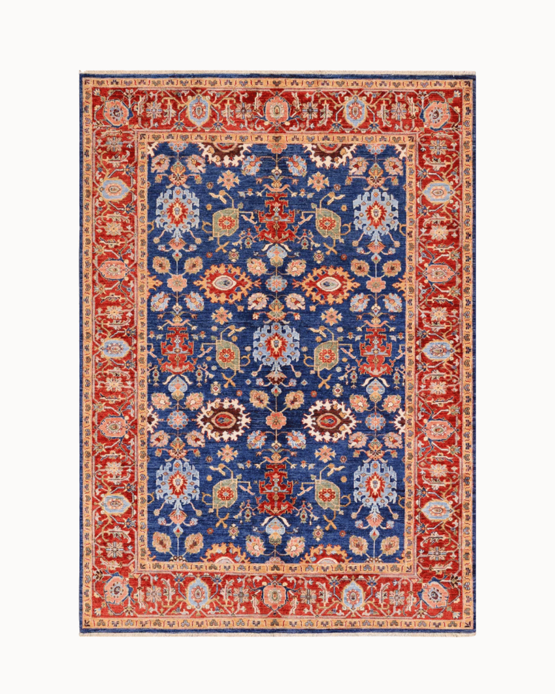 Ushak Hand-Knotted Wool Rug 7' x 9'