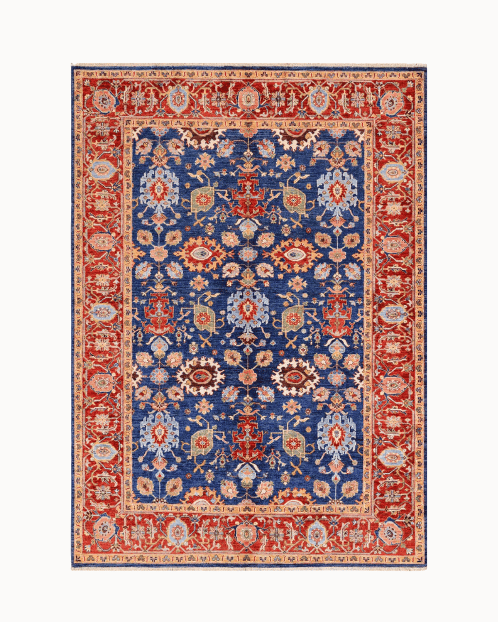 Ushak Hand-Knotted Wool Rug 7' x 9'