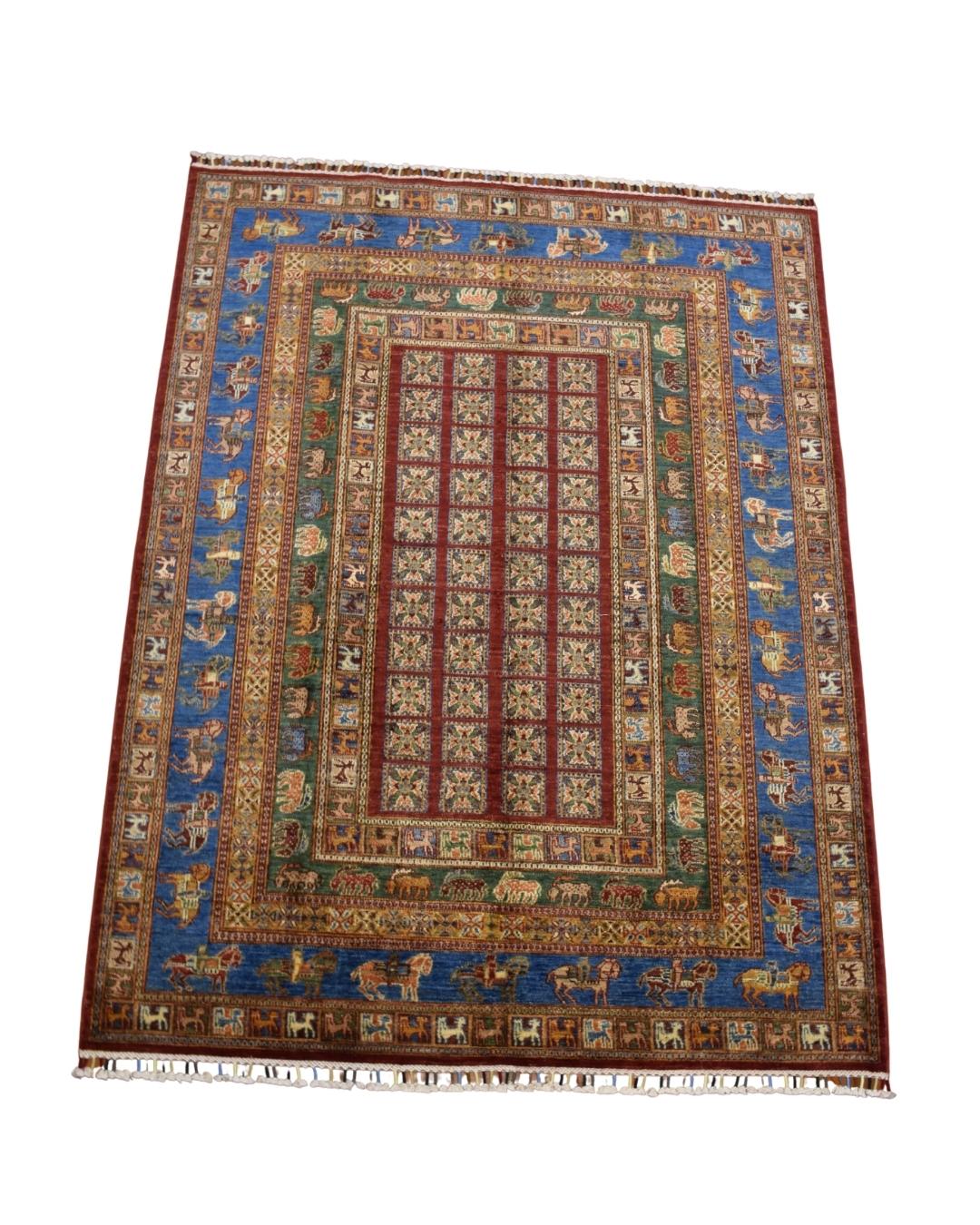 Pazyryk Hand-Knotted Wool Rug 5' 7" x 8' 3"
