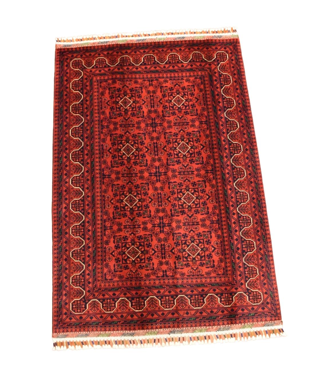Afghan Hamyap Style Hand-Knotted Wool Rug 3' 9" x 5' 7"