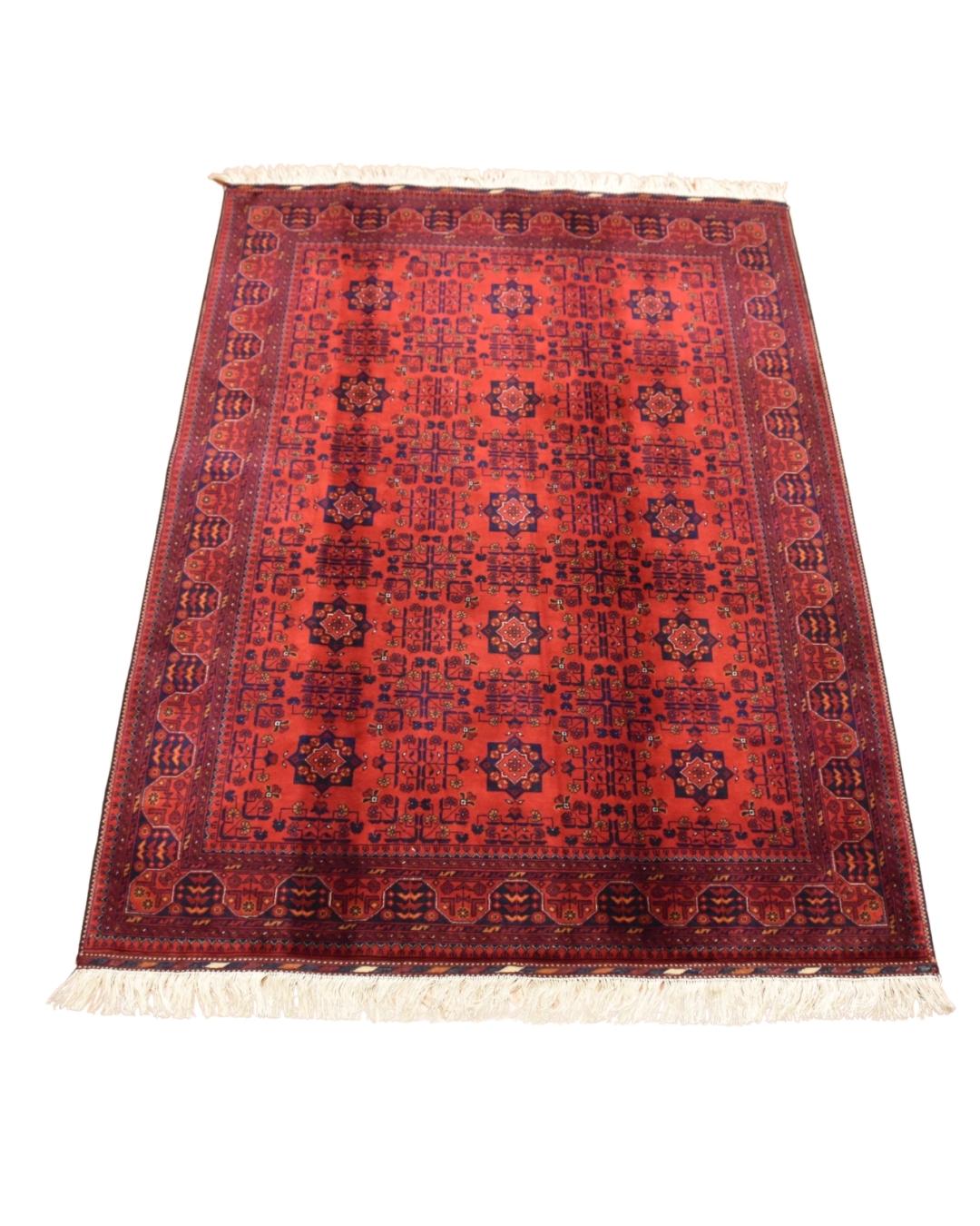 Afghan Bilcik Style Hand-Knotted Wool Rug 4' 9" x 6' 6"