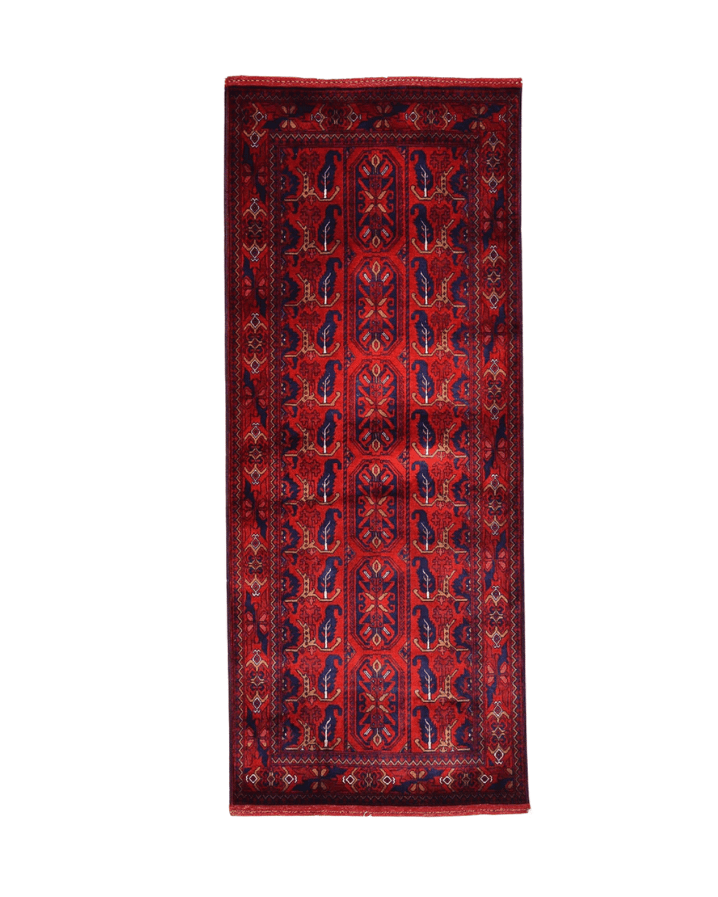Handwoven Afghan Style Wool Runner 2.67x6.50 ft