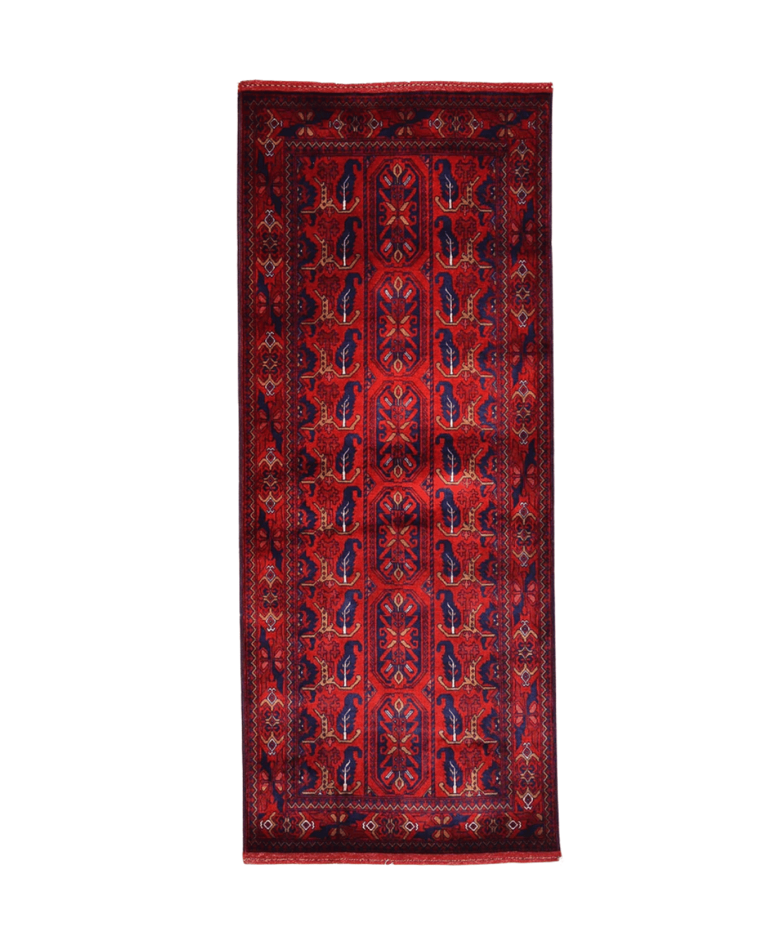 Handwoven Afghan Style Wool Runner 2.67x6.50 ft