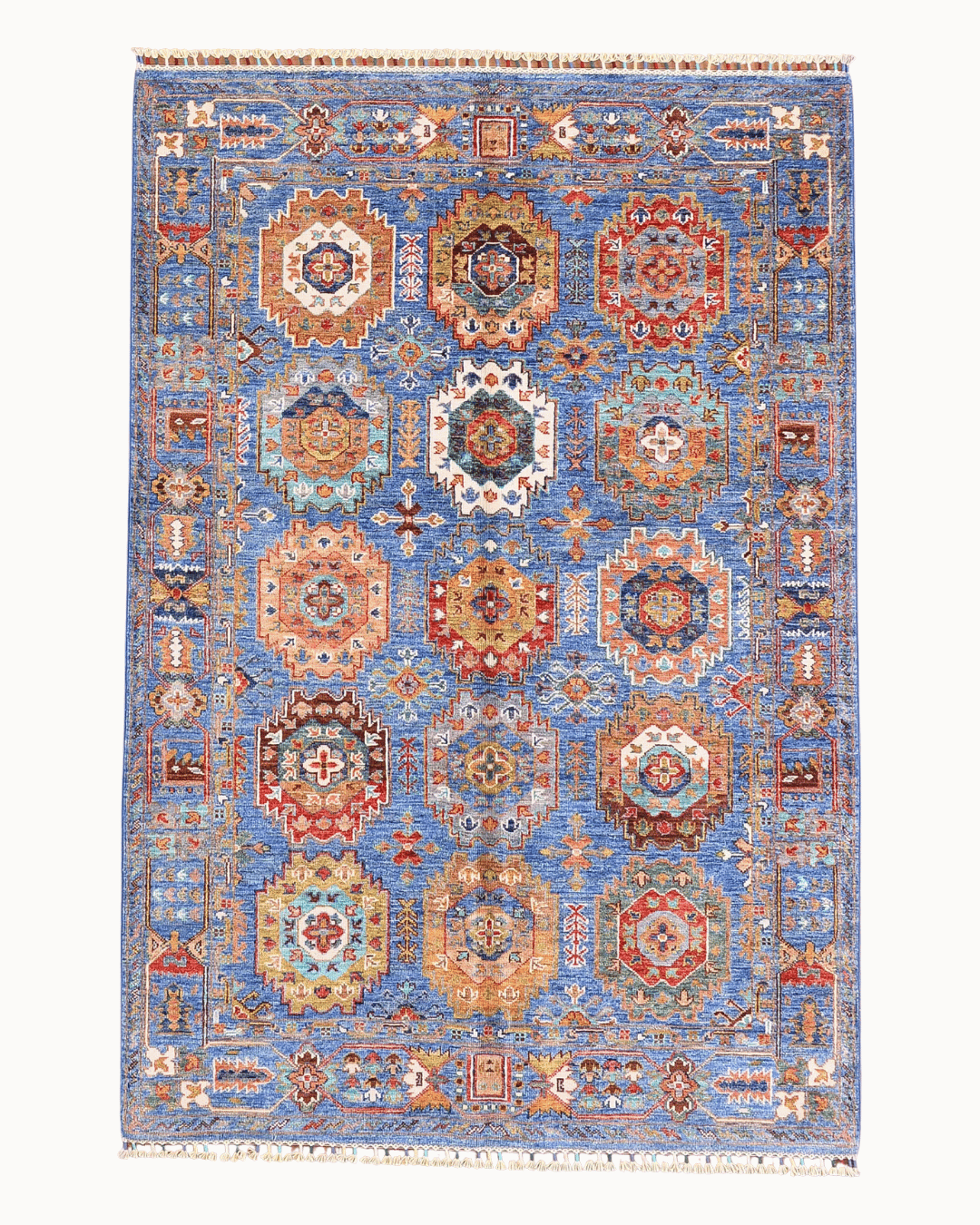 Tapis en laine style afghan 55 x 146 cm