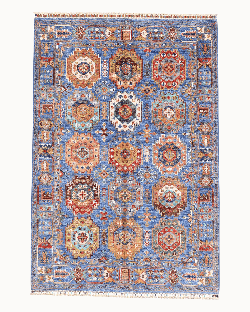 Tapis en laine style afghan 55 x 146 cm