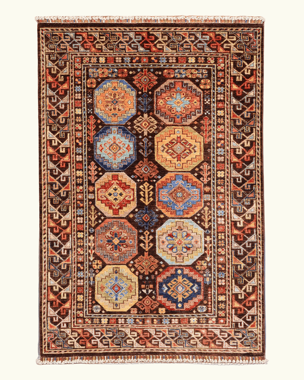 Tapis en laine style afghan 55 x 146 cm