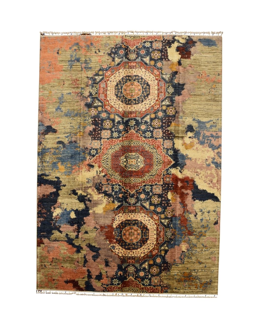 Tapis en laine style afghan 55 x 146 cm