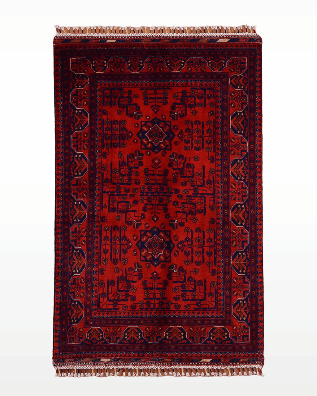 Handwoven Afghan Style Wool Rug 3' 2" x 4' 9"