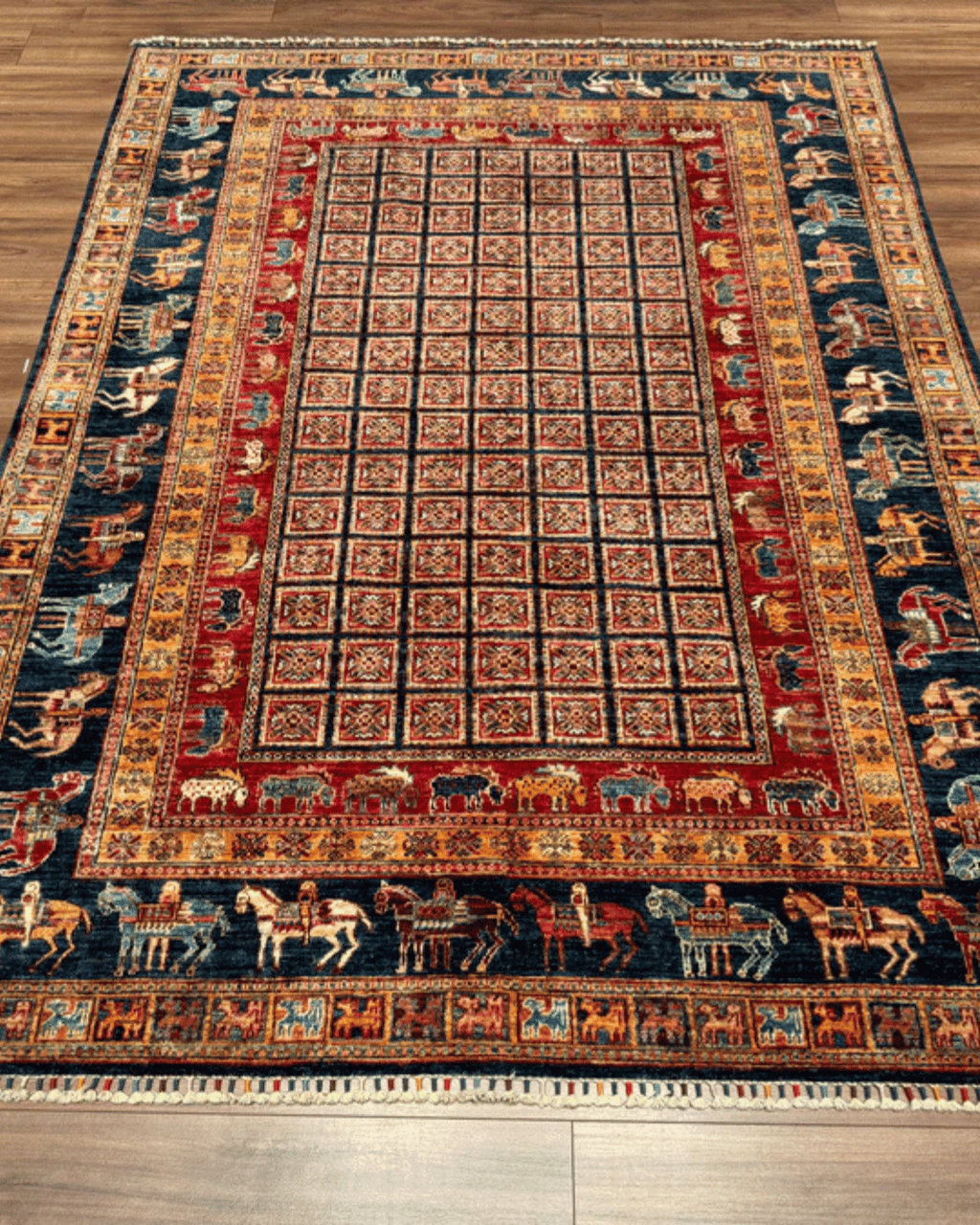 Pazyrk Hand-Knotted Wool Rug 5' 7" x 7' 6"