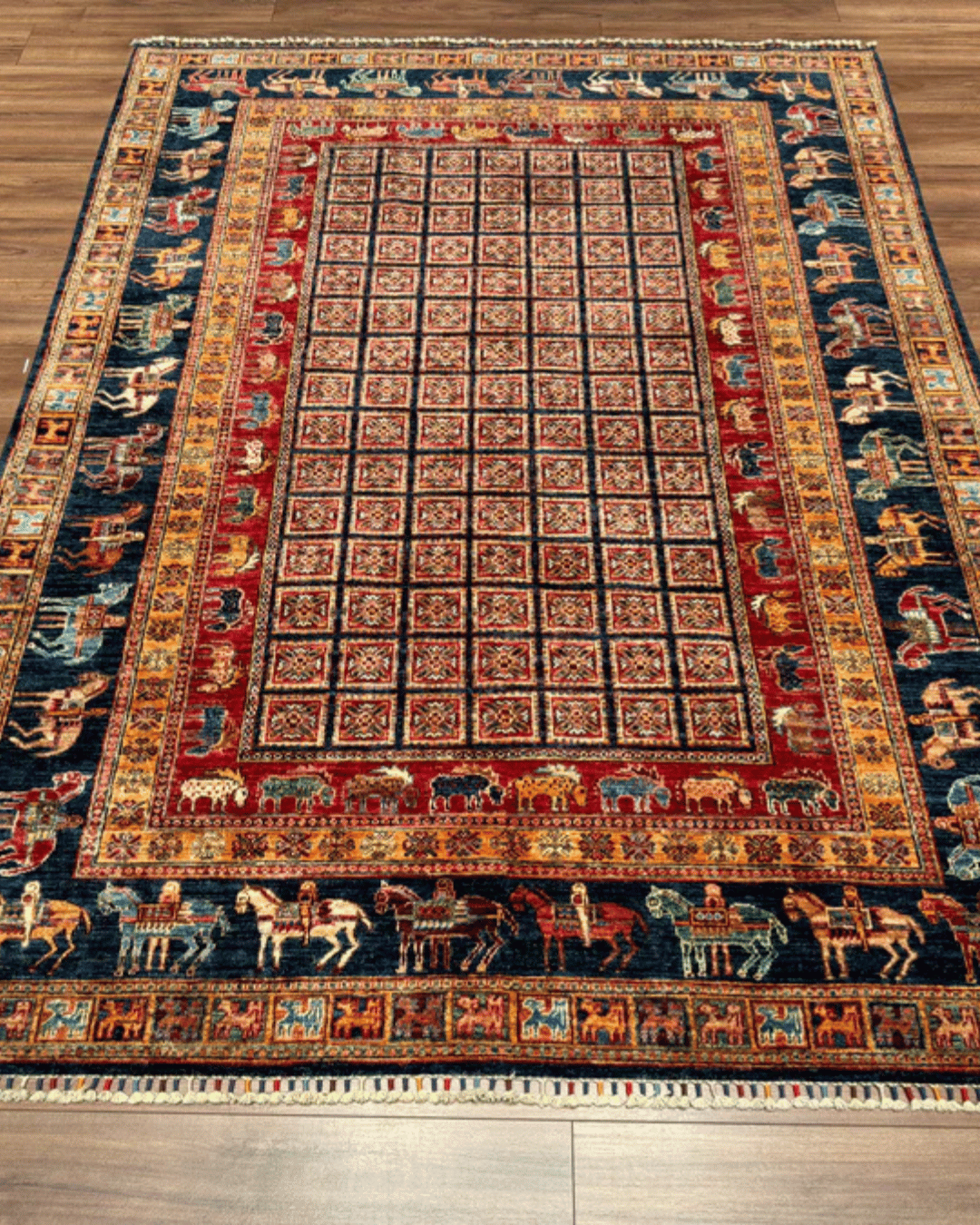 Pazyrk Hand-Knotted Wool Rug 5' 7" x 7' 6"