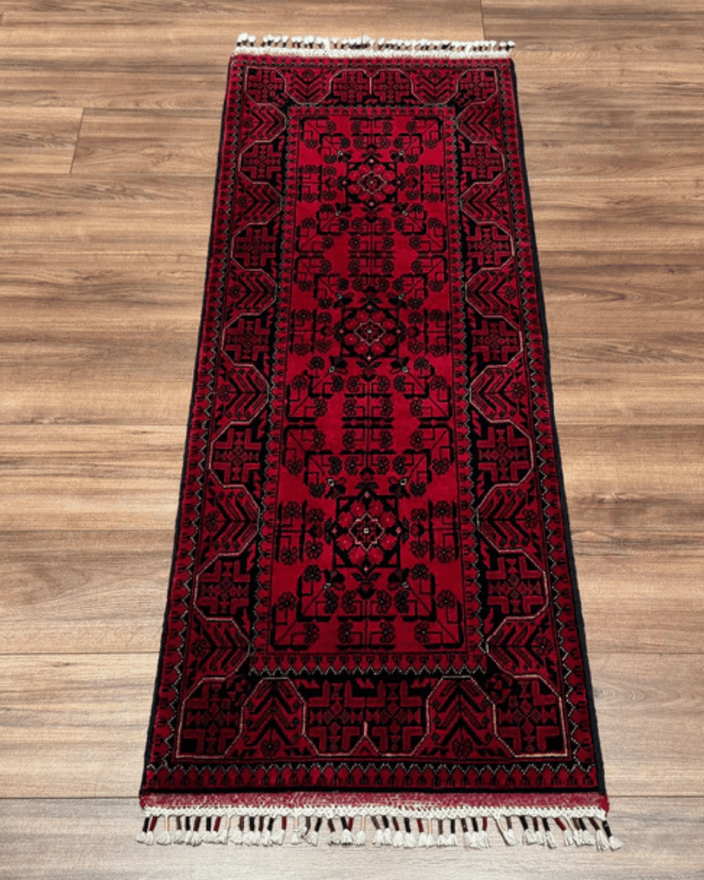 Tapis en laine style afghan 55 x 146 cm