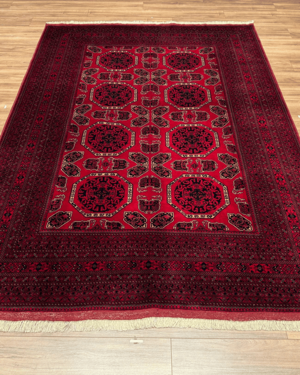 Handwoven Afghan Style Wool Rug 6' 5" x 9' 2"