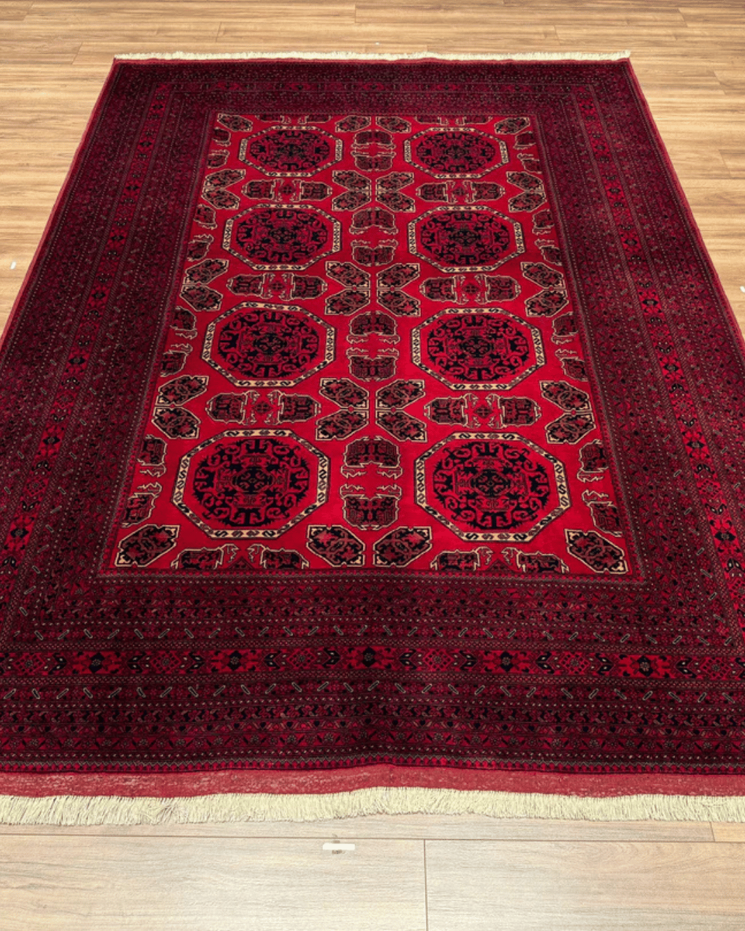 Handwoven Afghan Style Wool Rug 6' 5" x 9' 2"