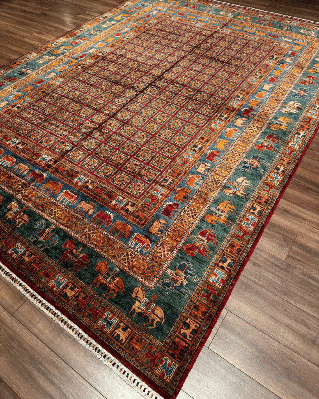 Pazyrk Hand-Knotted Wool Rug 9' 1" x 12' 5"