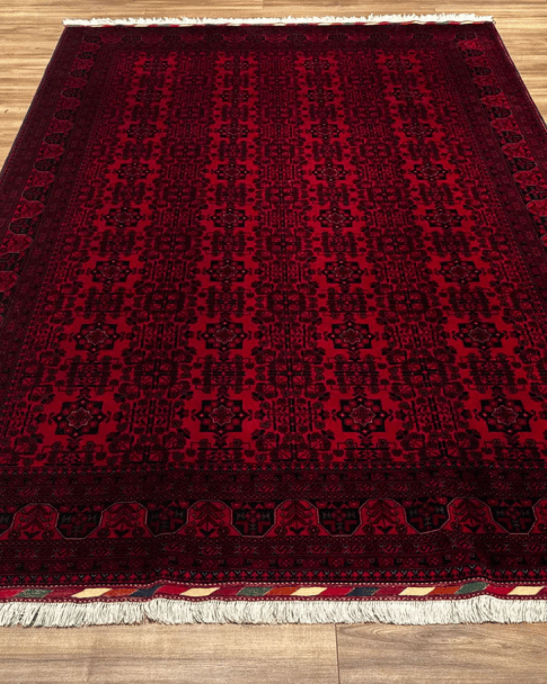 Handwoven Afghan Style Wool Rug 6' 4" x 9' 7"
