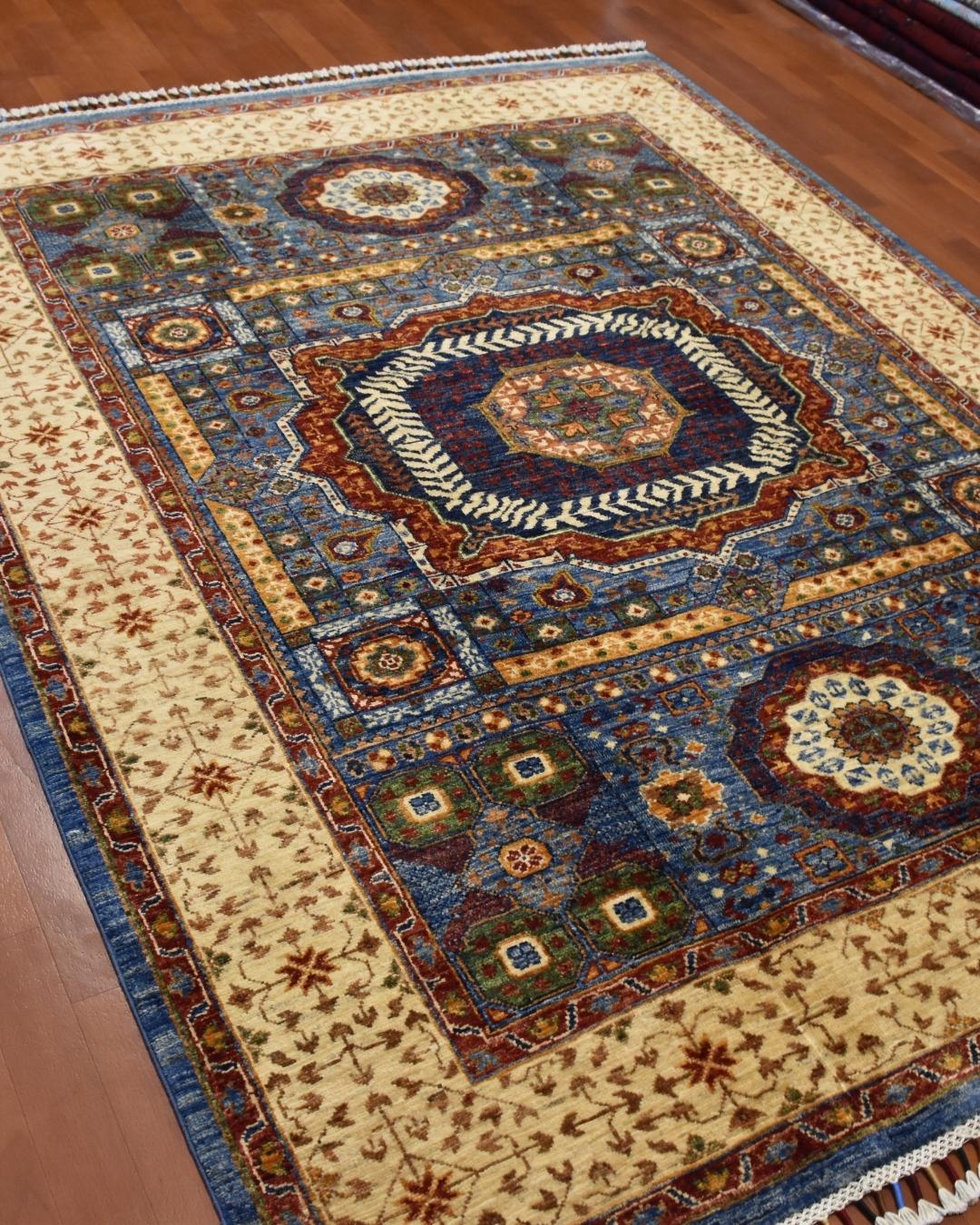 Mamluk Hand-Knotted Wool Rug 5' 1" x 6' 4"