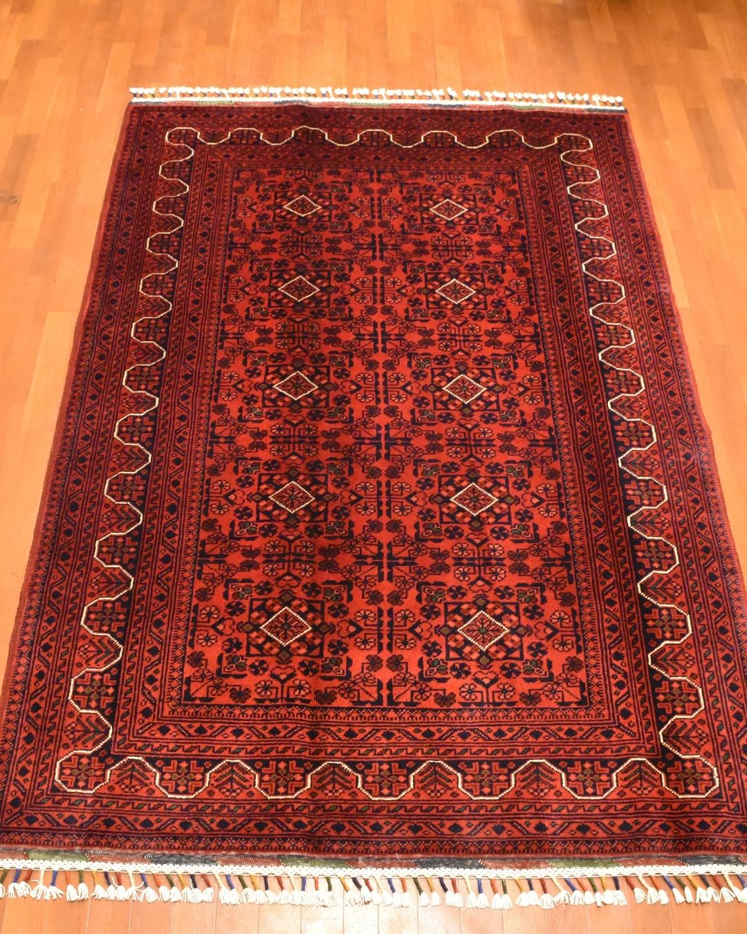 Afghan Hamyap Style Hand-Knotted Wool Rug 4' x 5' 9"