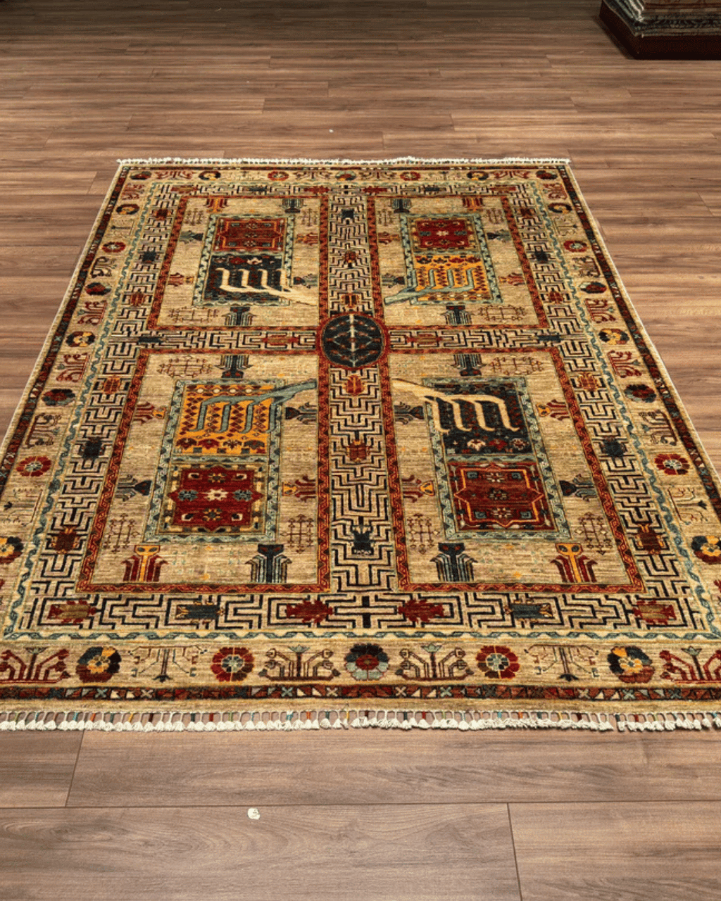 Tapis en laine style afghan 55 x 146 cm
